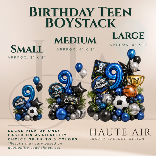 Teen Boy Birthday Balloon Stack